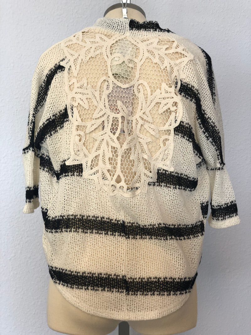 K STRIPED CROCHET CARDIGAN